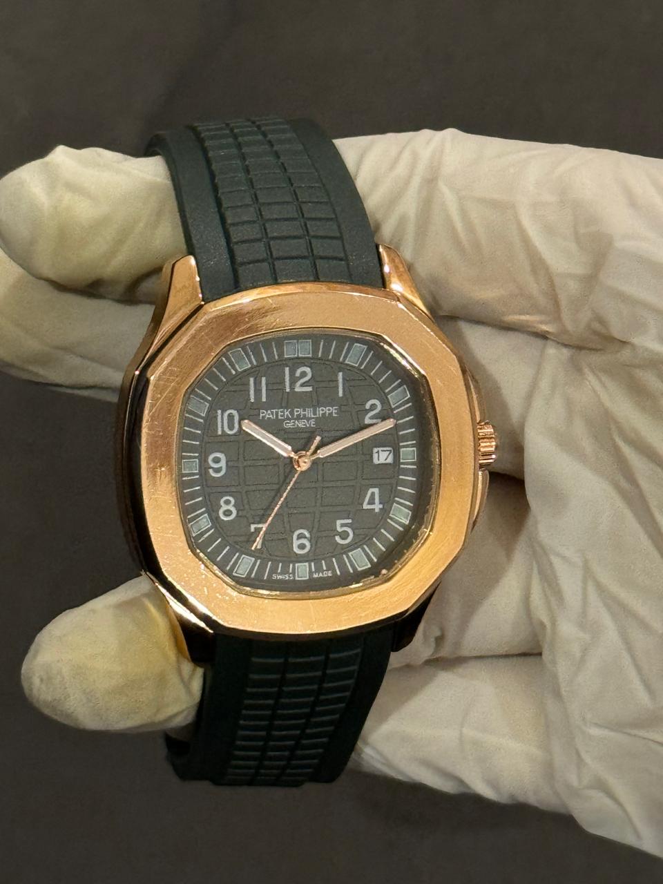 Patek Philippe Green Dial Rubber Strap Watch