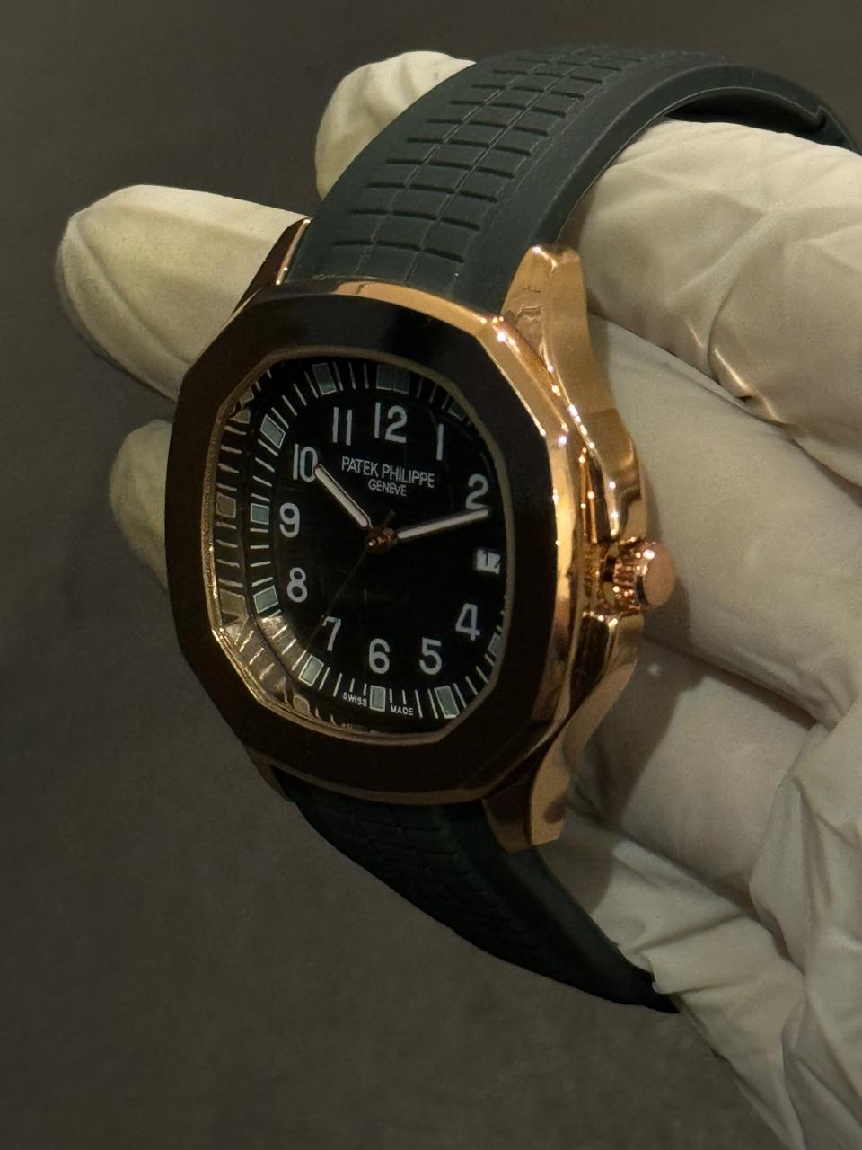 Patek Philippe Green Dial Rubber Strap Watch