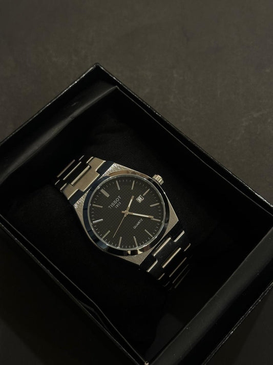 stainless steel black dial tissot