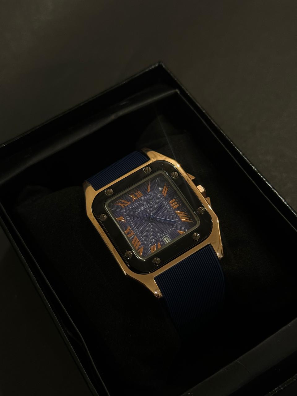 Cartier Blue Dail Rubber Strap Watch