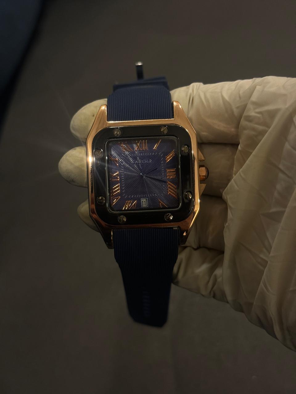 Cartier Blue Dail Rubber Strap Watch